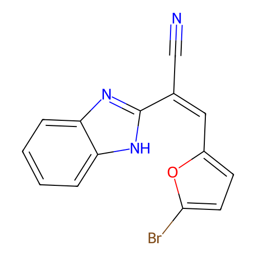 (Z)-2-(1H-benzo[d]imidazol-2-yl)-3-(5-bromofuran-2-yl)acrylonitrile structure