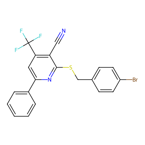 2-[(4-Bromobenzyl)sulfanyl]-6-phenyl-4-(trifluoromethyl)pyridine-3-carbonitrile structure