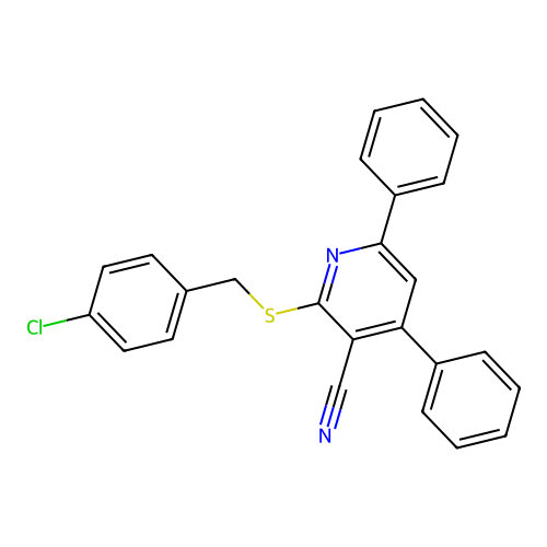 2-(4-Chloro-benzylsulfanyl)-4,6-diphenyl-nicotinonitrile structure