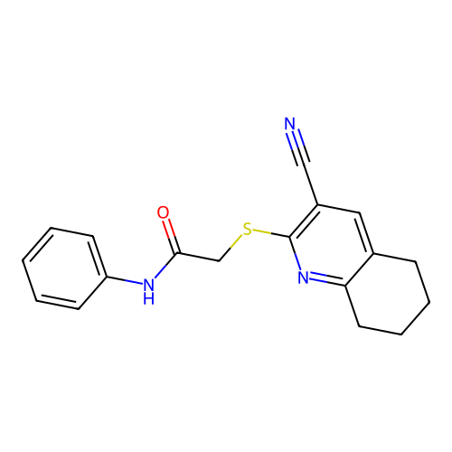 2-[(3-cyano-5,6,7,8-tetrahydroquinolin-2-yl)sulfanyl]-N-phenylacetamide structure