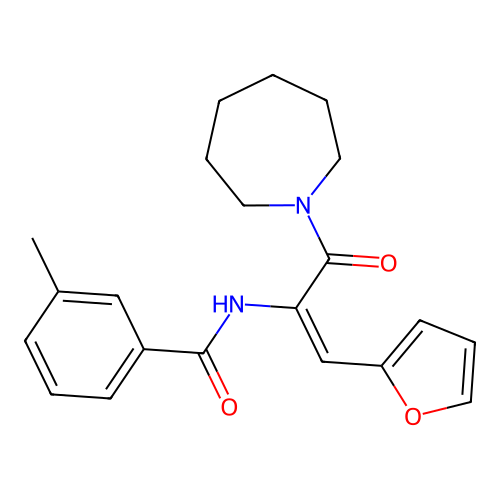 (E)-N-(3-(azepan-1-yl)-1-(furan-2-yl)-3-oxoprop-1-en-2-yl)-3-methylbenzamide structure