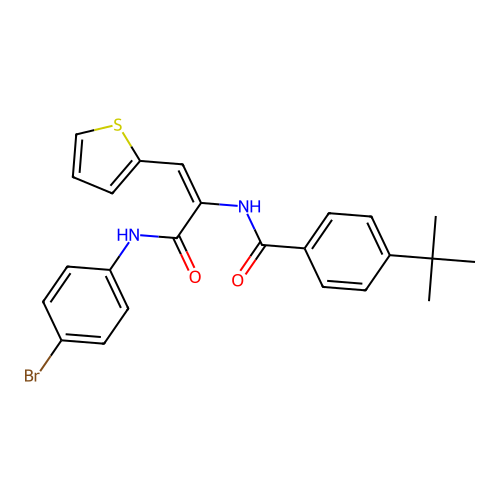 N-[(E)-3-(4-bromoanilino)-3-oxo-1-thiophen-2-ylprop-1-en-2-yl]-4-tert-butylbenzamide structure