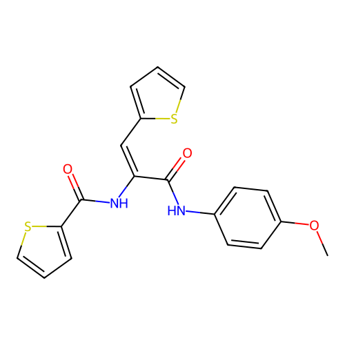 (2E)-N-(4-methoxyphenyl)-3-(2-thienyl)-2-(2-thienylcarbonylamino)prop-2-enamid e structure