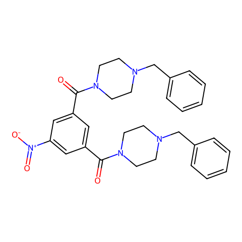 (5-Nitrobenzene-1,3-diyl)bis[(4-benzylpiperazin-1-yl)methanone] structure