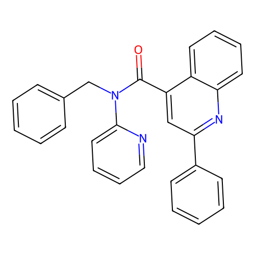 N-benzyl-2-phenyl-N-(pyridin-2-yl)quinoline-4-carboxamide structure
