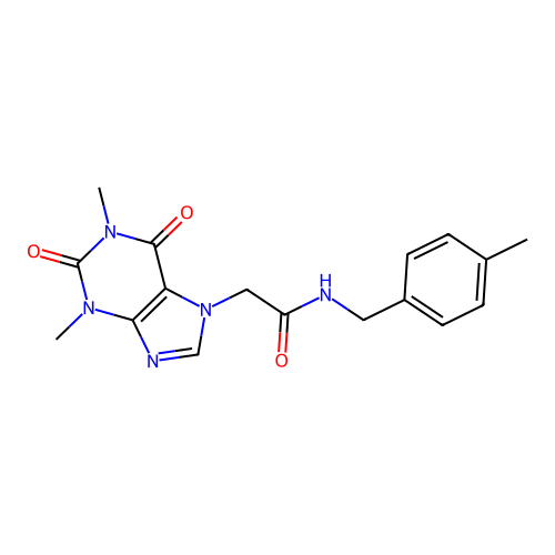 2-(1,3-dimethyl-2,6-dioxo-1,2,3,6-tetrahydro-7H-purin-7-yl)-N-(4-methylbenzyl)acetamide structure