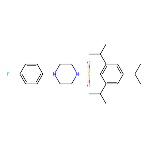 4-(4-Fluorophenyl)-1-{[2,4,6-tris(methylethyl)phenyl]sulfonyl}piperazine structure