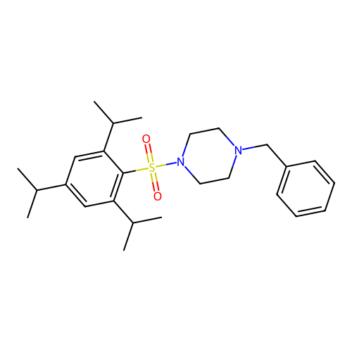 1-Benzyl-4-{[2,4,6-tris(methylethyl)phenyl]sulfonyl}piperazine structure