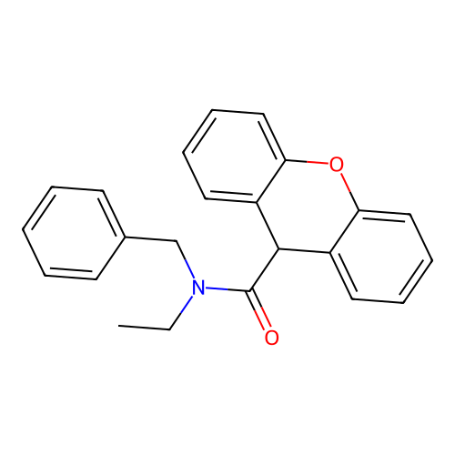 N-benzyl-N-ethyl-9H-xanthene-9-carboxamide structure