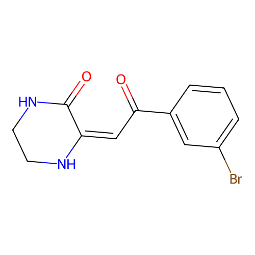 (3E)-3-[2-(3-bromophenyl)-2-oxoethylidene]piperazin-2-one structure