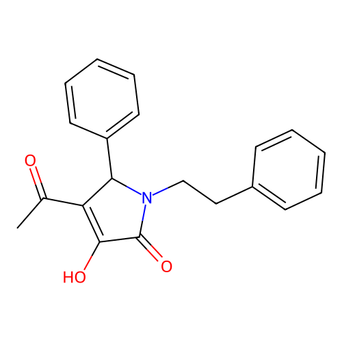 4-acetyl-3-hydroxy-5-phenyl-1-(2-phenylethyl)-1,5-dihydro-2H-pyrrol-2-one structure