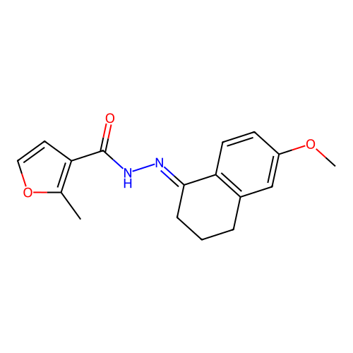 (E)-N'-(6-methoxy-3,4-dihydronaphthalen-1(2H)-ylidene)-2-methylfuran-3-carbohydrazide structure