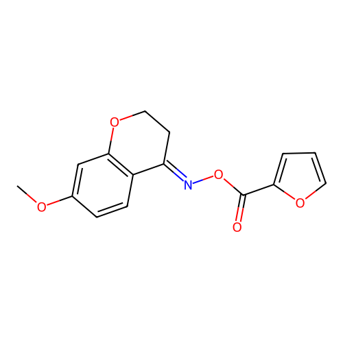 [(7-Methoxy-2,3-dihydrochromen-4-ylidene)amino] furan-2-carboxylate structure