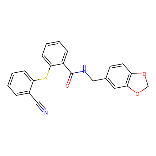 N-(1,3-benzodioxol-5-ylmethyl)-2-[(2-cyanophenyl)sulfanyl]benzamide structure