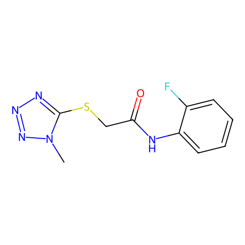 N-(2-fluorophenyl)-2-(1-methyltetrazol-5-yl)sulfanylacetamide structure