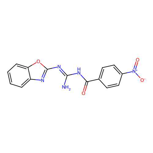 N-Benzooxazol-2-yl-N'-(4-nitro-benzoyl)-guanidine structure