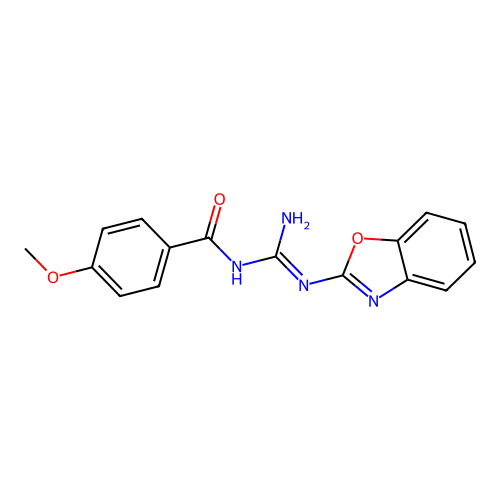 (E)-N-(amino(benzo[d]oxazol-2-ylamino)methylene)-4-methoxybenzamide structure