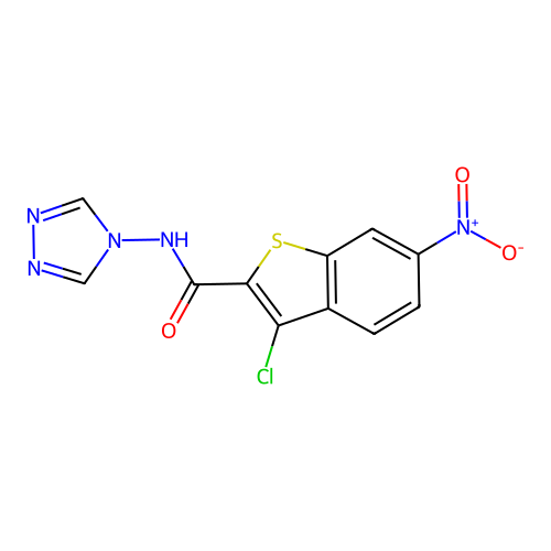 3-chloro-6-nitro-N-(4H-1,2,4-triazol-4-yl)-1-benzothiophene-2-carboxamide structure