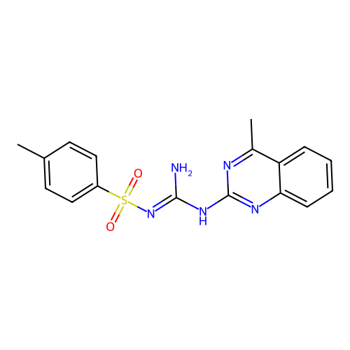 N-[Amino-(4-methyl-quinazolin-2-ylamino)-methylene]-4-methyl-benzenesulfonamide structure