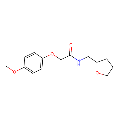 2-(4-methoxyphenoxy)-N-(tetrahydro-2-furanylmethyl)acetamide structure