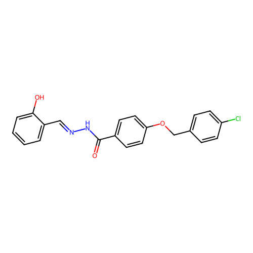 4-[(4-chlorophenyl)methoxy]-N-[(2-hydroxyphenyl)methylideneamino]benzamide structure