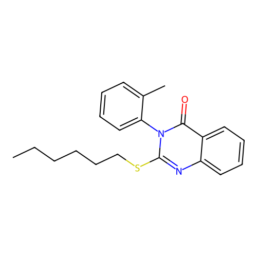 2-(hexylsulfanyl)-3-(2-methylphenyl)quinazolin-4(3H)-one structure