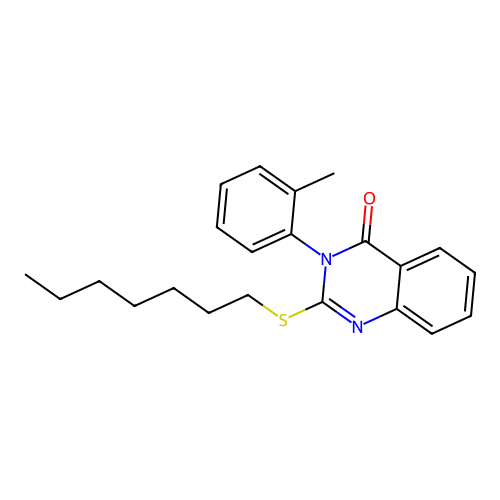 2-(heptylsulfanyl)-3-(2-methylphenyl)quinazolin-4(3H)-one structure
