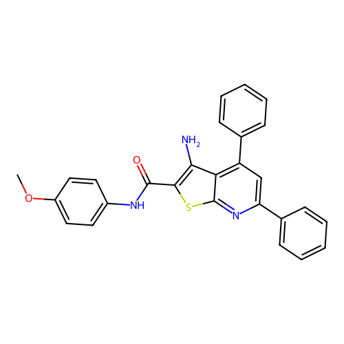 3-amino-N-(4-methoxyphenyl)-4,6-diphenylthieno[2,3-b]pyridine-2-carboxamide structure