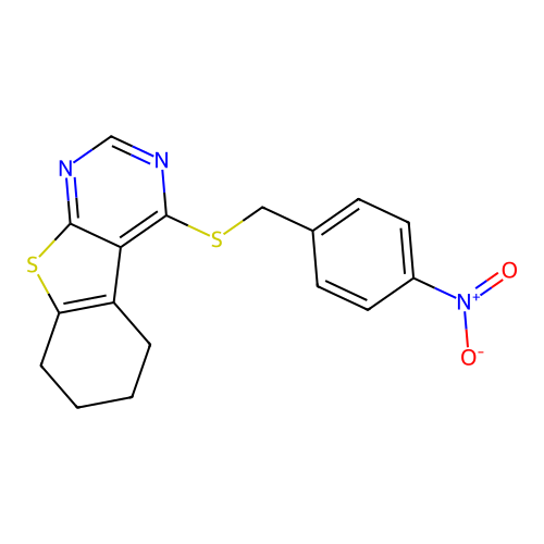 4-[(4-Nitrobenzyl)sulfanyl]-5,6,7,8-tetrahydro[1]benzothieno[2,3-d]pyrimidine structure