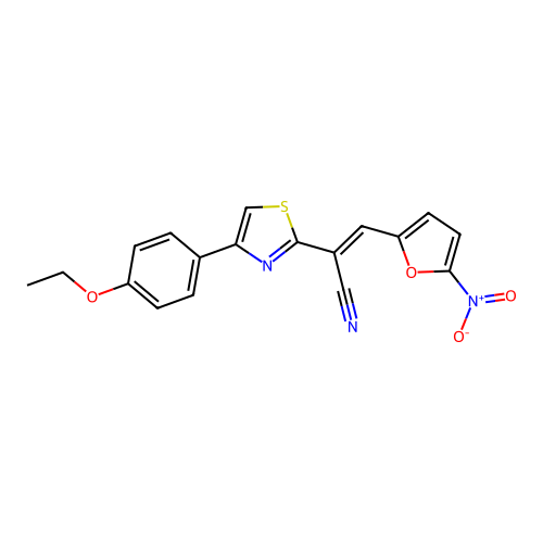 (E)-2-(4-(4-ethoxyphenyl)thiazol-2-yl)-3-(5-nitrofuran-2-yl)acrylonitrile structure