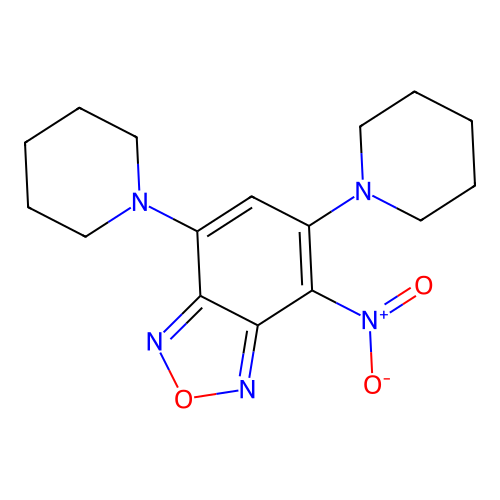 4-Nitro-5,7-di(piperidin-1-yl)-2,1,3-benzoxadiazole structure