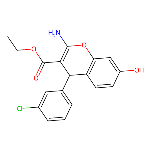 ethyl 2-amino-4-(3-chlorophenyl)-7-hydroxy-4H-chromene-3-carboxylate structure