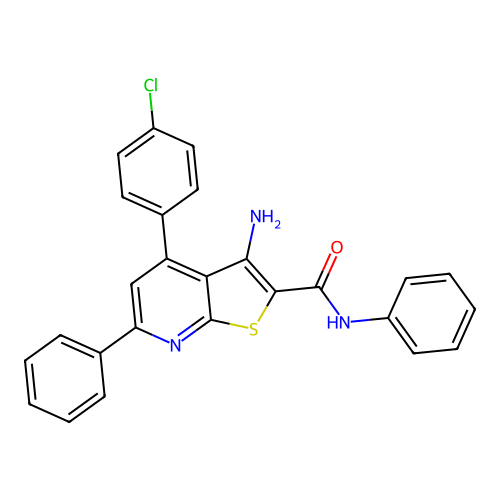 3-amino-4-(4-chlorophenyl)-N,6-diphenylthieno[2,3-b]pyridine-2-carboxamide structure