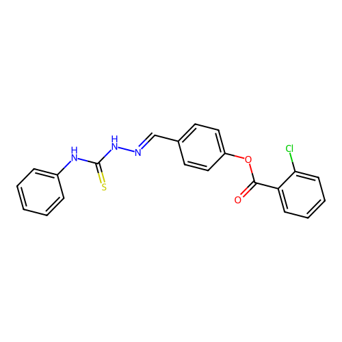 [4-[(Phenylcarbamothioylhydrazinylidene)methyl]phenyl] 2-chlorobenzoate structure