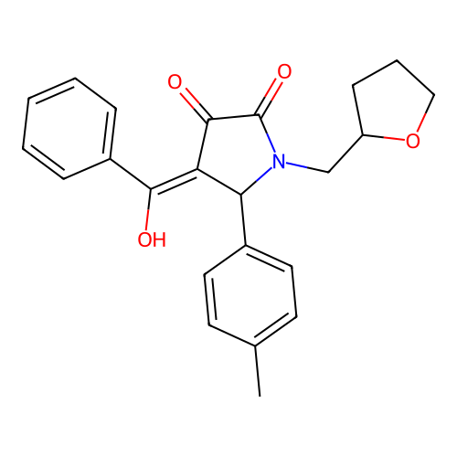 4-benzoyl-3-hydroxy-1-((tetrahydrofuran-2-yl)methyl)-5-(p-tolyl)-1H-pyrrol-2(5H)-one structure