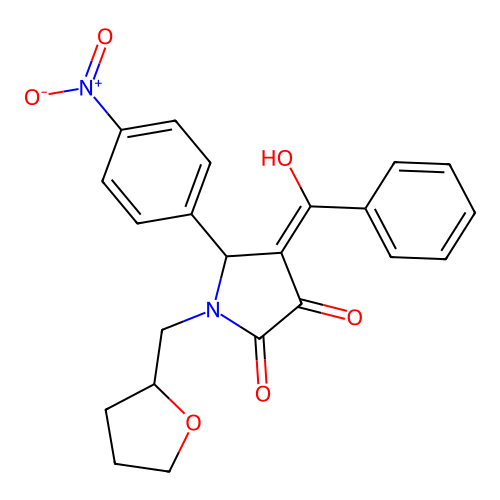 (4E)-4-[hydroxy(phenyl)methylidene]-5-(4-nitrophenyl)-1-(oxolan-2-ylmethyl)pyrrolidine-2,3-dione structure