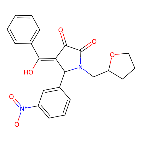 4-benzoyl-3-hydroxy-5-(3-nitrophenyl)-1-((tetrahydrofuran-2-yl)methyl)-1H-pyrrol-2(5H)-one structure