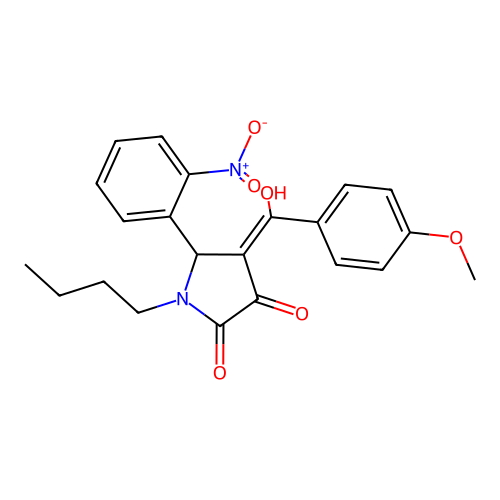 1-butyl-3-hydroxy-4-(4-methoxybenzoyl)-5-(2-nitrophenyl)-1H-pyrrol-2(5H)-one structure