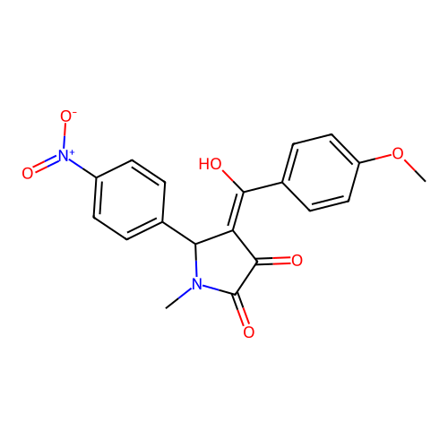 3-hydroxy-4-(4-methoxybenzoyl)-1-methyl-5-(4-nitrophenyl)-1H-pyrrol-2(5H)-one structure
