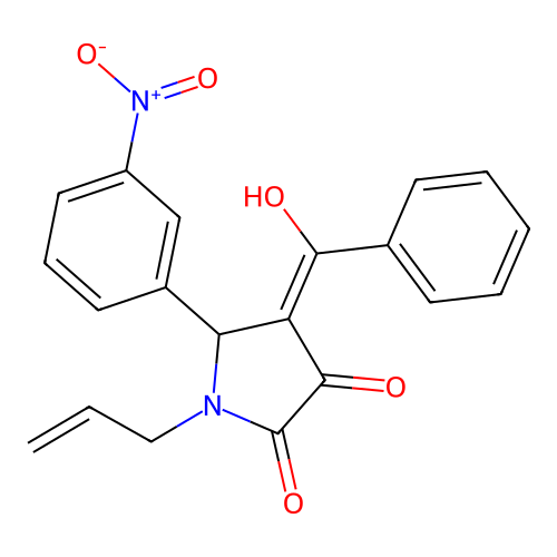 1-allyl-4-benzoyl-3-hydroxy-5-(3-nitrophenyl)-1H-pyrrol-2(5H)-one structure