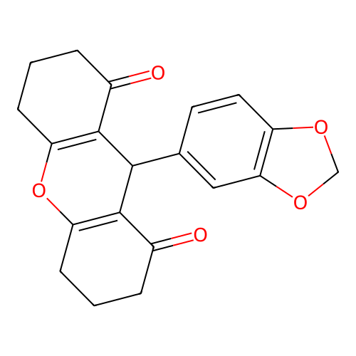 9-(1,3-benzodioxol-5-yl)-3,4,5,6,7,9-hexahydro-1H-xanthene-1,8(2H)-dione structure