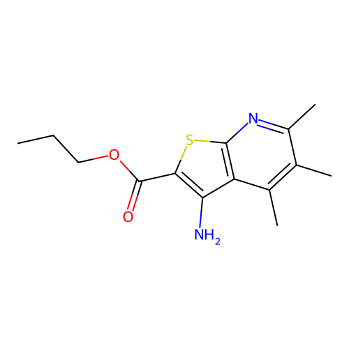 Propyl 3-amino-4,5,6-trimethylthieno[2,3-b]pyridine-2-carboxylate structure