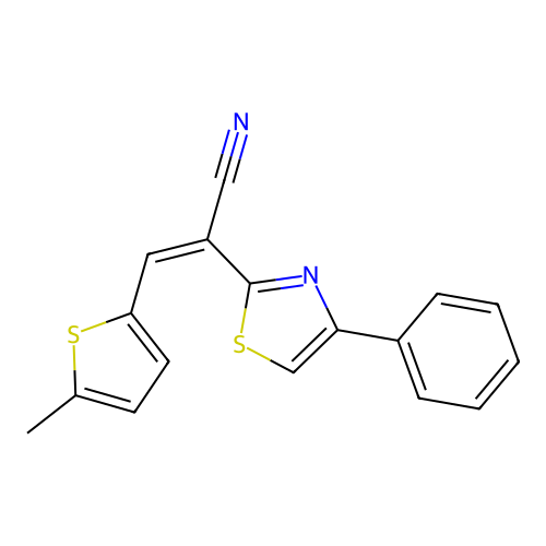 (Z)-3-(5-methylthiophen-2-yl)-2-(4-phenylthiazol-2-yl)acrylonitrile structure