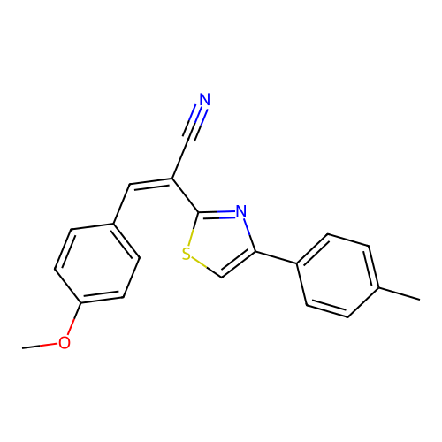 (Z)-3-(4-methoxyphenyl)-2-(4-(p-tolyl)thiazol-2-yl)acrylonitrile structure