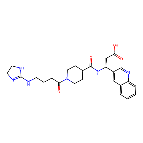 (S)-3-({1-[4-(4,5-Dihydro-1H-imidazol-2-ylamino)-butyryl]-piperidine-4-carbonyl}-amino)-3-quinolin-3-yl-propionic acid structure