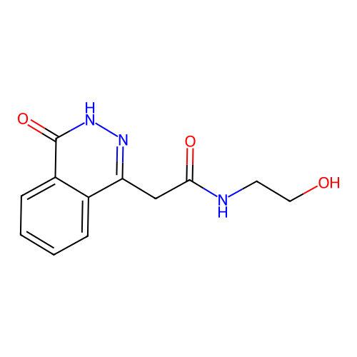 N-(2-hydroxyethyl)-2-(4-oxo-3,4-dihydrophthalazin-1-yl)acetamide structure