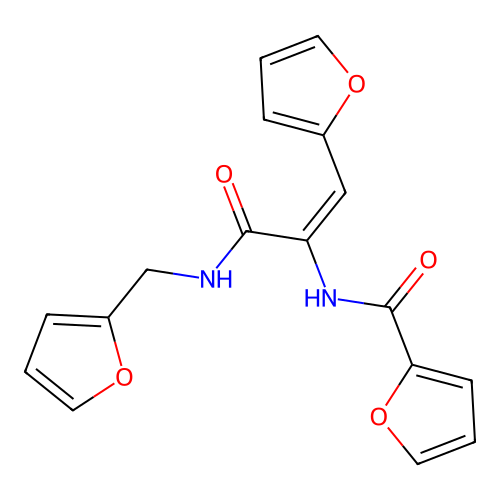 Furan-2-carboxylic acid {(E)-2-furan-2-yl-1-[(furan-2-ylmethyl)-carbamoyl]-vinyl}-amide structure