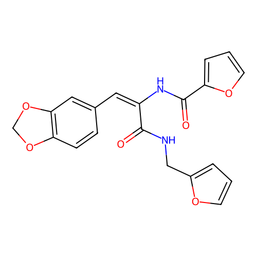 (E)-N-(1-(benzo[d][1,3]dioxol-5-yl)-3-((furan-2-ylmethyl)amino)-3-oxoprop-1-en-2-yl)furan-2-carboxamide structure