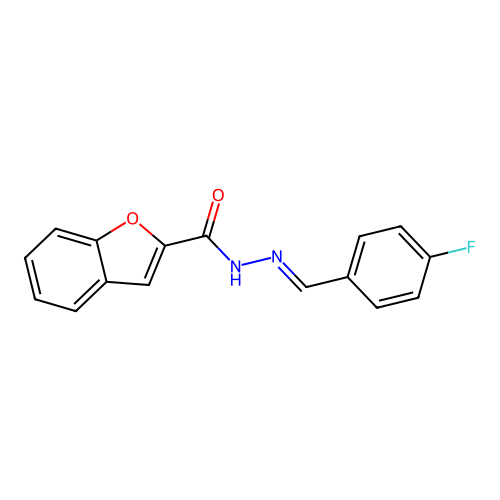 (E)-N'-(4-fluorobenzylidene)benzofuran-2-carbohydrazide structure