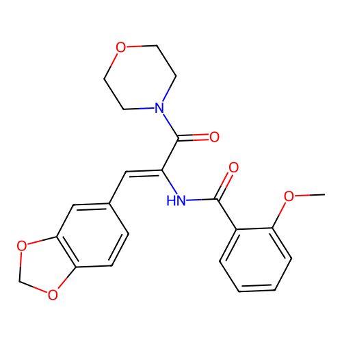(Z)-N-(1-(benzo[d][1,3]dioxol-5-yl)-3-morpholino-3-oxoprop-1-en-2-yl)-2-methoxybenzamide structure